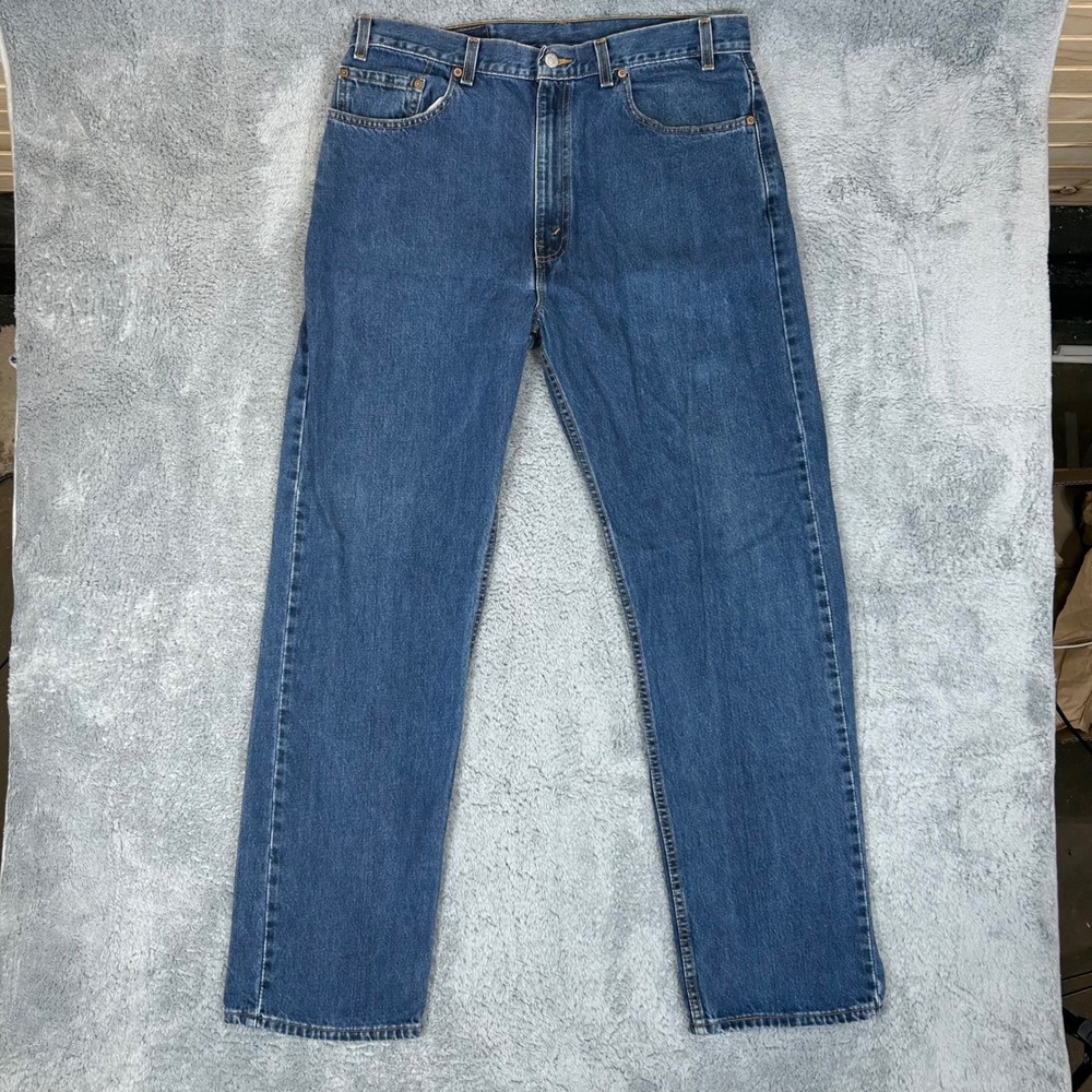 Levis 505 Regular Fit Jeans Mens 36x32 Blue Denim Made in USA Straight Leg VTG